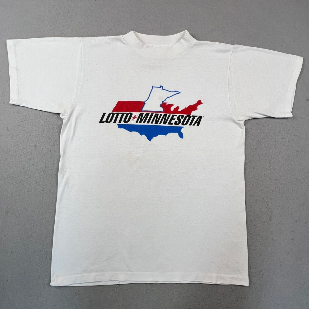Alore T-Shirt Mens Large White Lotto Minnesota Single Stitch Vintage Graphic Tee